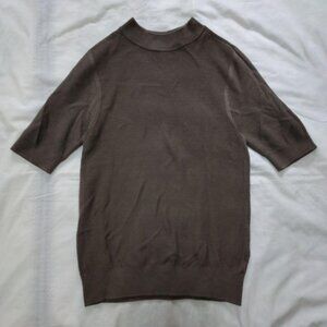 Navor Dark Brown Short Sleeve Knit Top